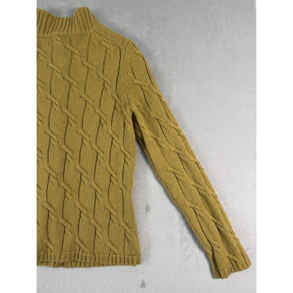 Vintage Jones New York Mustard‎ Yellow Cable Knit Cardigan Mock Neck Size P/S - Picture 10 of 11